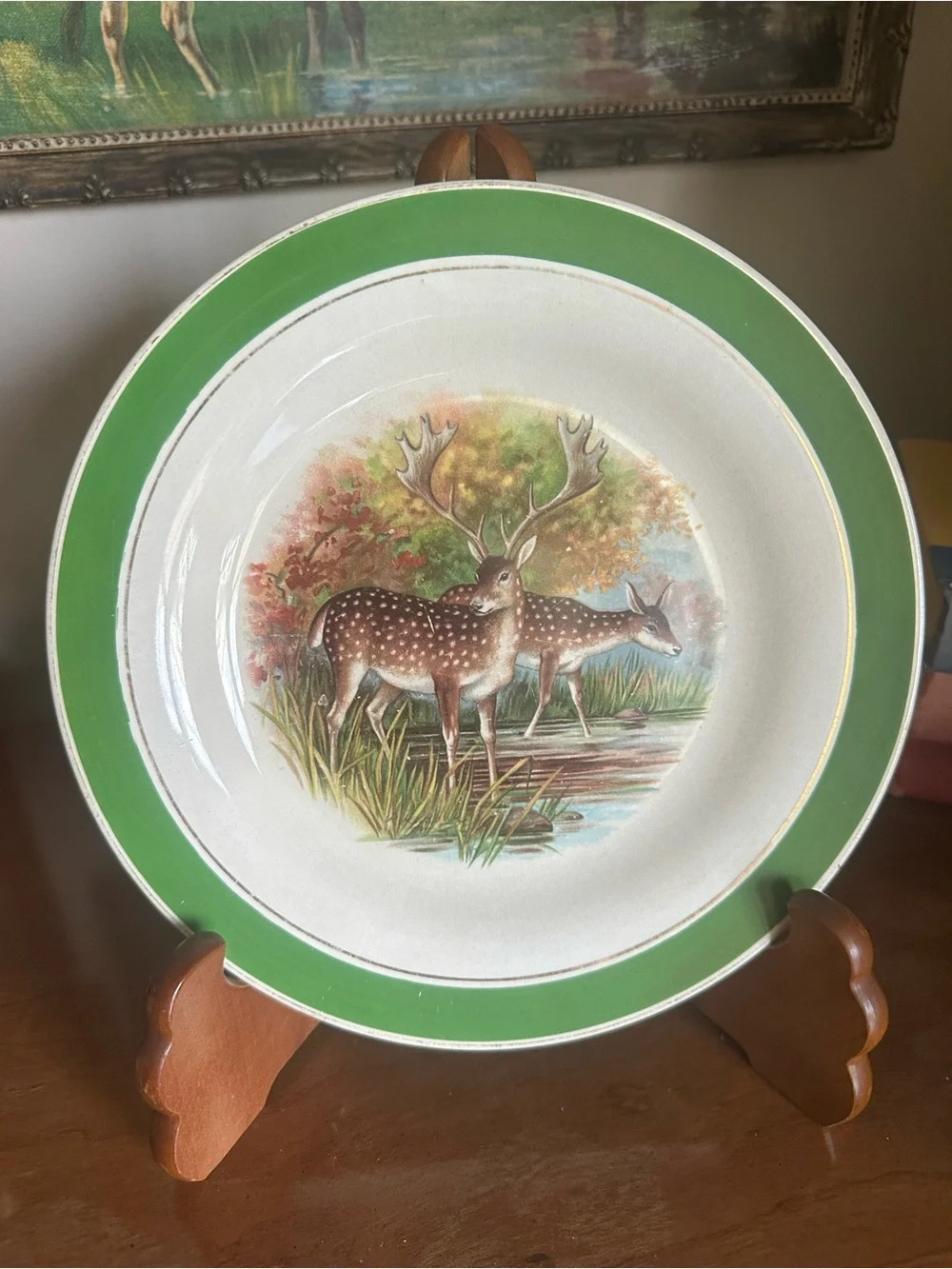 Antique Buffalo Pottery Wild Game Transferware Plate by R.K Beck